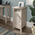 Petit meuble de rangement avec porte et motif en X – Gris délavé