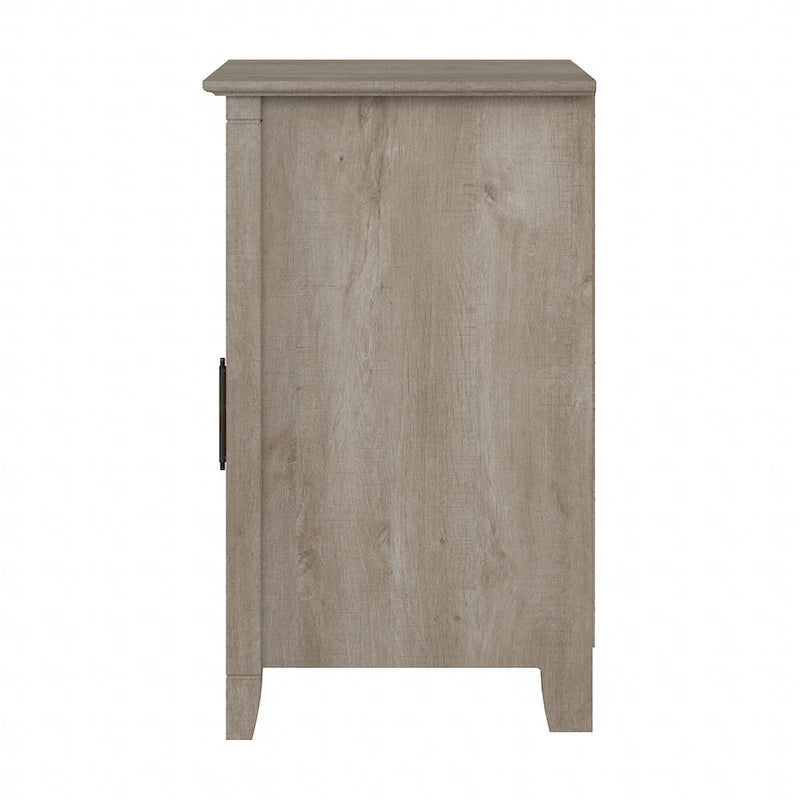 Petit meuble de rangement avec porte et motif en X – Gris délavé
