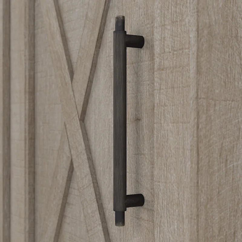 Petit meuble de rangement avec porte et motif en X – Gris délavé