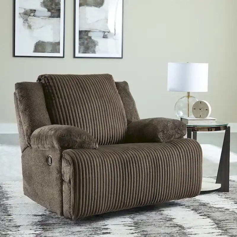 Fauteuil inclinable à bascule en velours côtelé – Fauteuil de salon à bascule et inclinable rembourré en peluche