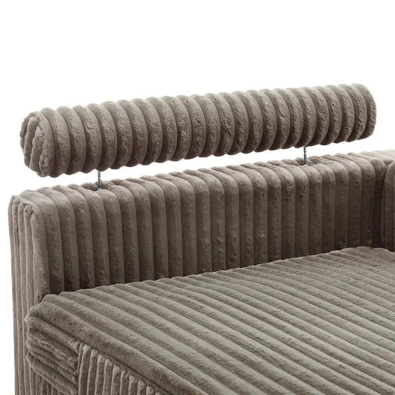 Chaise longue capitonnée avec coussin à ressorts et pieds en bois massif