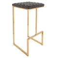 Tabouret de bar en cuir matelassé avec piètement luge en métal doré et repose-pieds – Tabouret de comptoir moderne, aucun assemblage requis