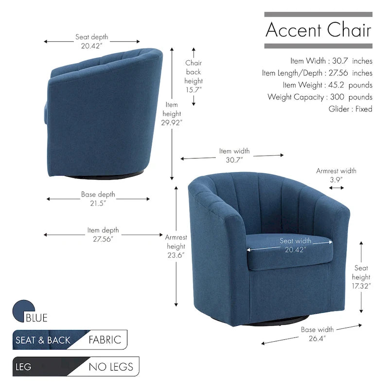 Fauteuil d'appoint pivotant avec coussin amovible