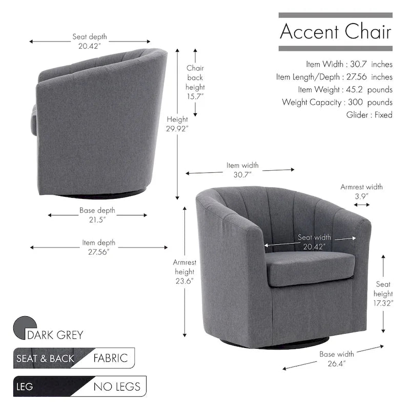 Fauteuil d'appoint pivotant avec coussin amovible