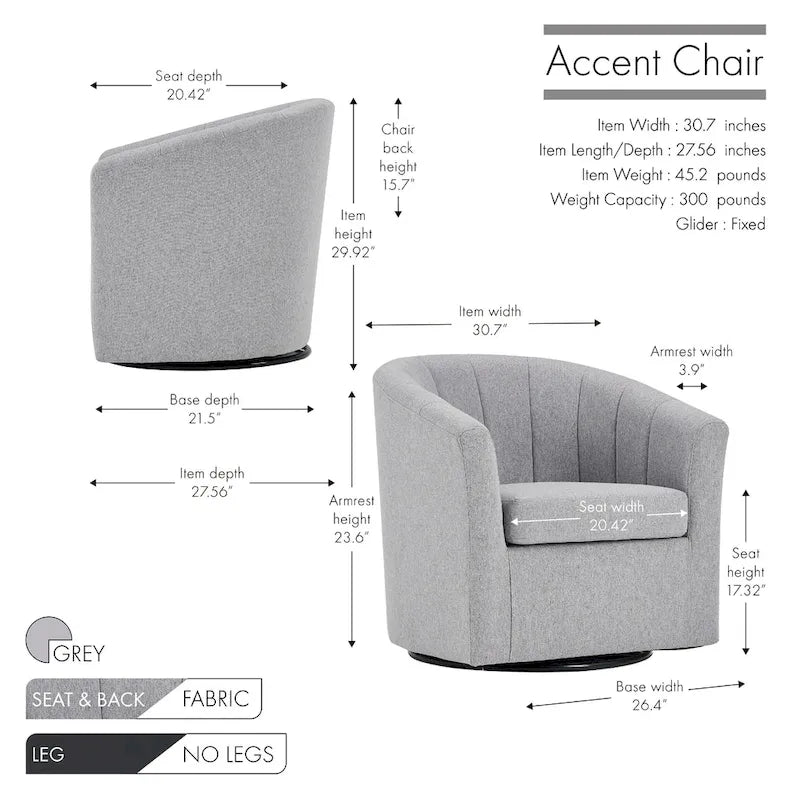 Fauteuil d'appoint pivotant avec coussin amovible