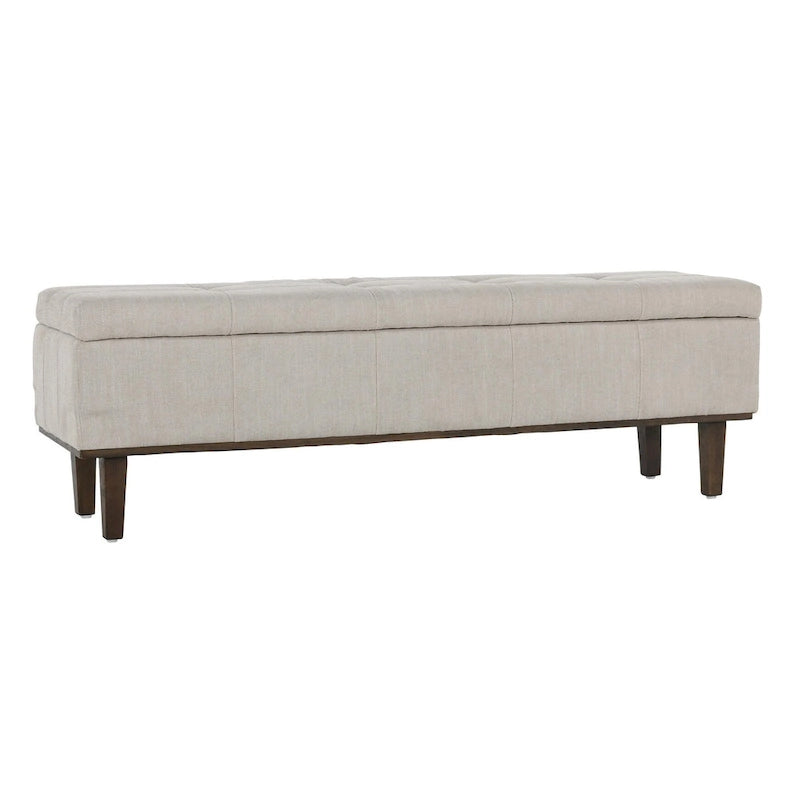 Banc de rangement capitonné de 54 pouces avec cadre en bois - Beige clair