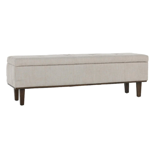 Banc de rangement capitonné de 54 pouces avec cadre en bois - Beige clair