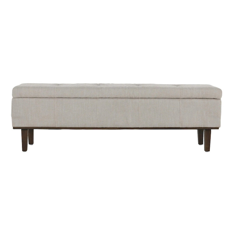 Banc de rangement capitonné de 54 pouces avec cadre en bois - Beige clair