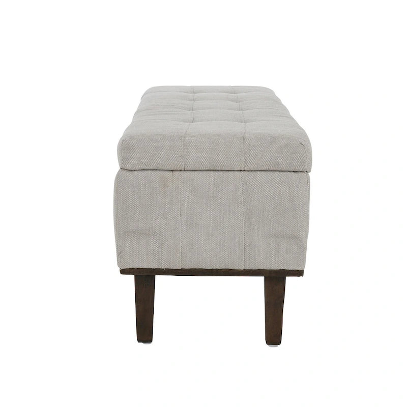 Banc de rangement capitonné de 54 pouces avec cadre en bois - Beige clair