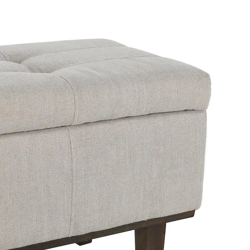 Banc de rangement capitonné de 54 pouces avec cadre en bois - Beige clair