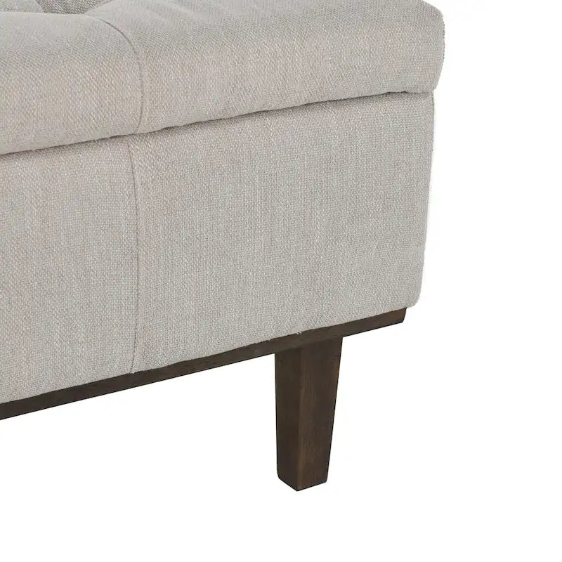 Banc de rangement capitonné de 54 pouces avec cadre en bois - Beige clair
