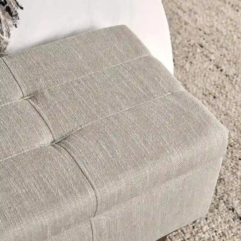 Banc de rangement capitonné de 54 pouces avec cadre en bois - Beige clair