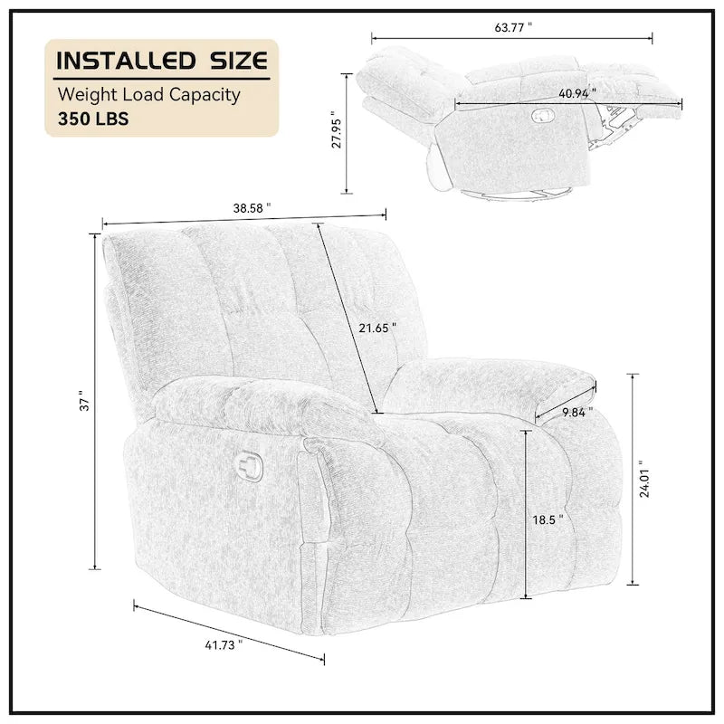 Fauteuil inclinable pivotant à 360° – Fauteuil de salon confortable