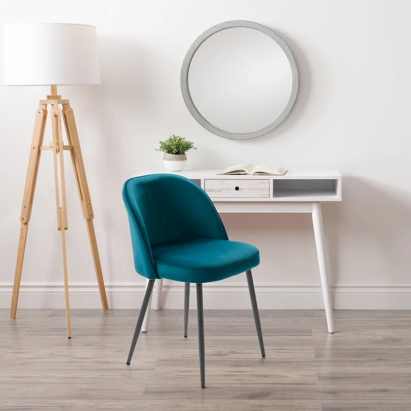 Chaise de salle à manger en velours avec pieds en métal