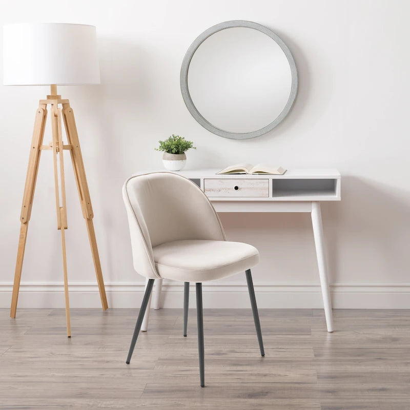 Chaise de salle à manger en velours avec pieds en métal