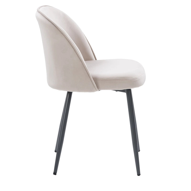 Chaise de salle à manger en velours avec pieds en métal