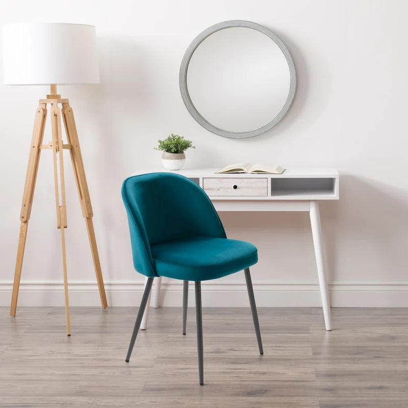 Chaise de salle à manger en velours avec pieds en métal