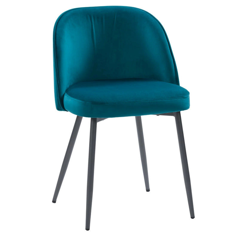 Chaise de salle à manger en velours avec pieds en métal