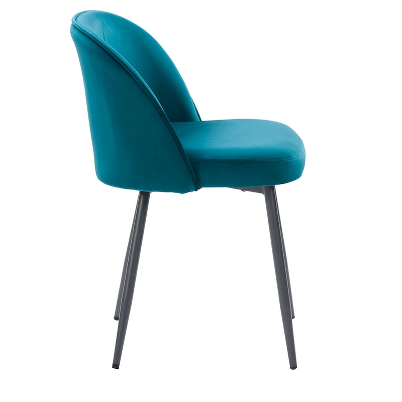 Chaise de salle à manger en velours avec pieds en métal