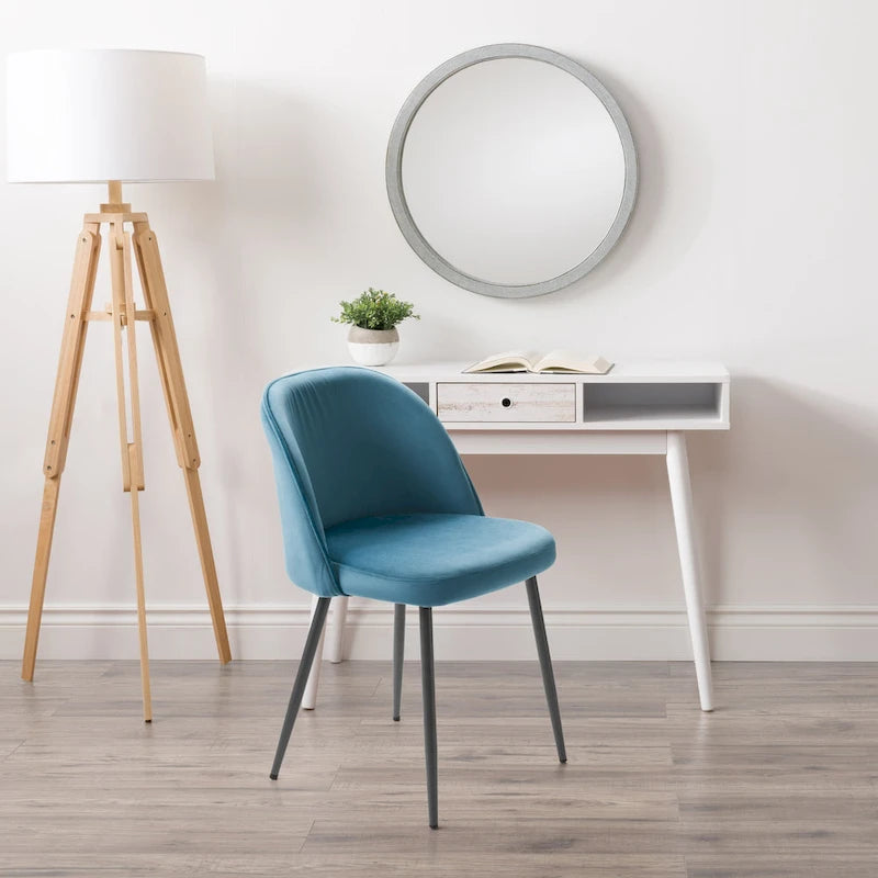 Chaise de salle à manger en velours avec pieds en métal