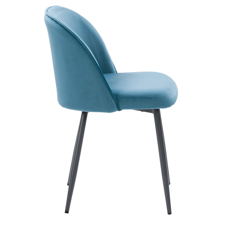 Chaise de salle à manger en velours avec pieds en métal