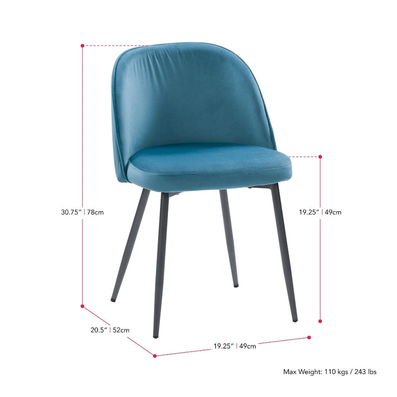 Chaise de salle à manger en velours avec pieds en métal