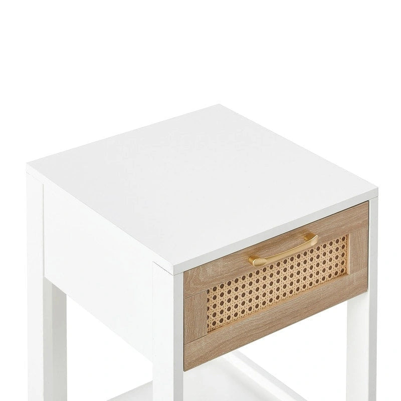 Table de chevet et table d'appoint à tiroir en rotin