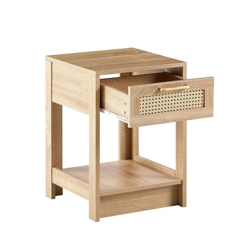 Table de chevet et table d'appoint à tiroir en rotin