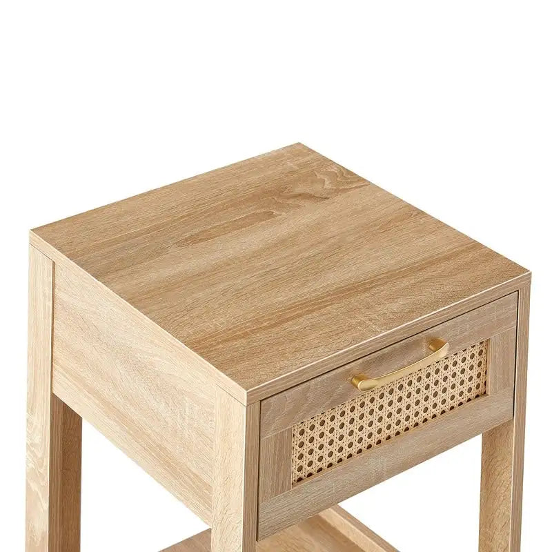 Table de chevet et table d'appoint à tiroir en rotin