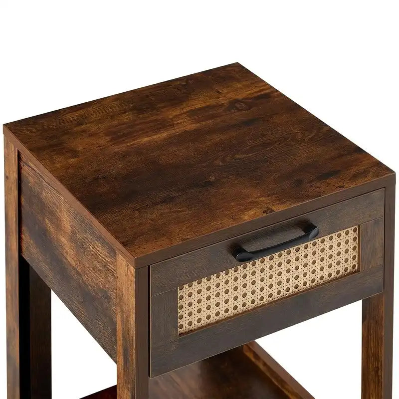 Table de chevet et table d'appoint à tiroir en rotin