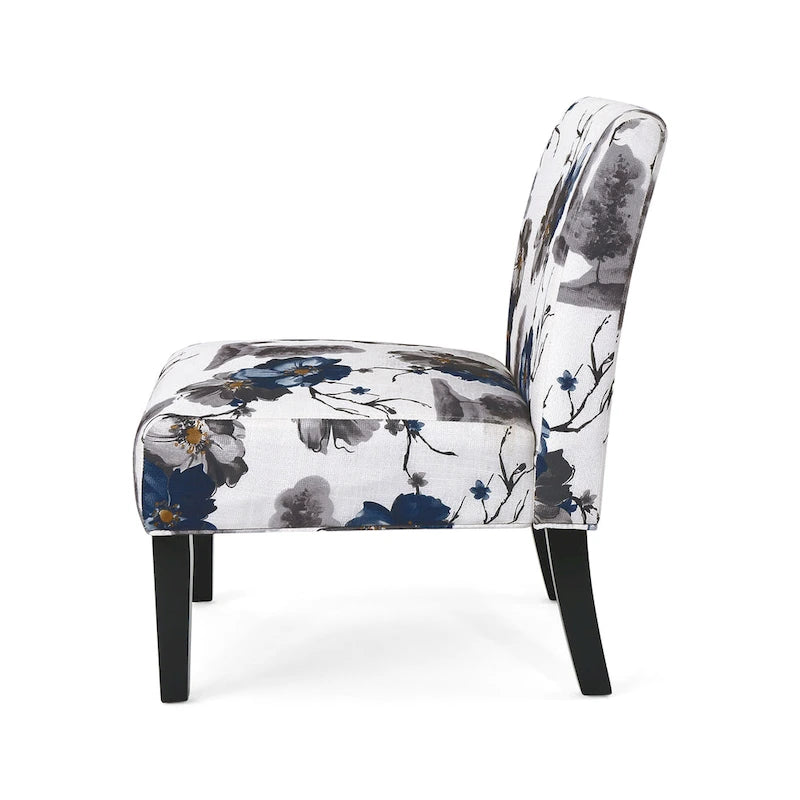 Fauteuil d'appoint contemporain Slipper – Siège rembourré moelleux avec pieds coniques en bois d'hévéa