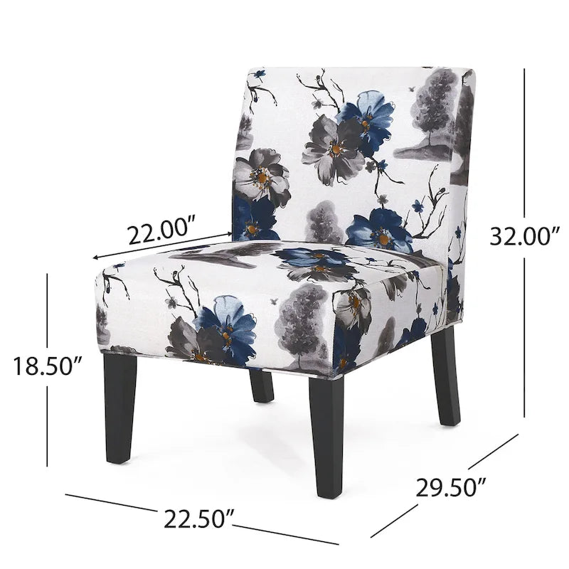 Fauteuil d'appoint contemporain Slipper – Siège rembourré moelleux avec pieds coniques en bois d'hévéa