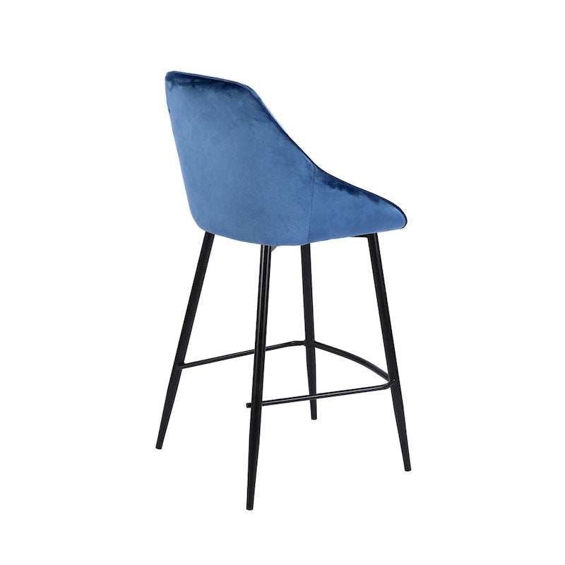 Tabouret de bar en velours avec dossier bas et accoudoirs – Pieds en fer résistants à la rouille avec repose-pieds