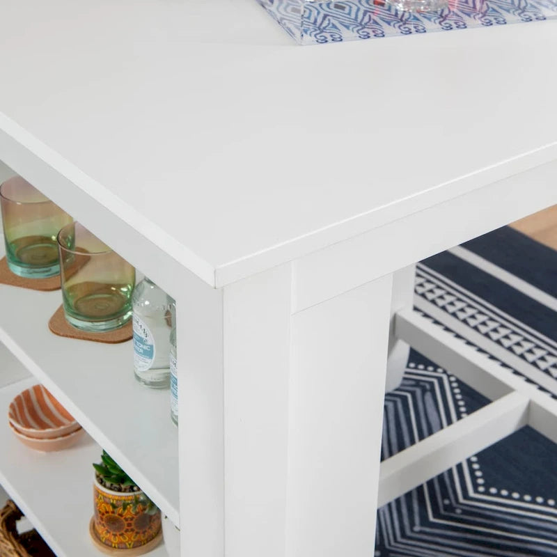 Table mange-debout peu encombrante avec étagères ouvertes - Blanc