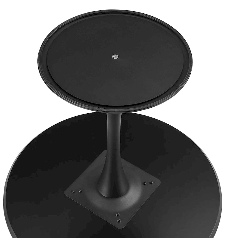 Table à manger ronde style milieu de siècle – Plateau en marbre céramique ou en placage de chêne avec pied central