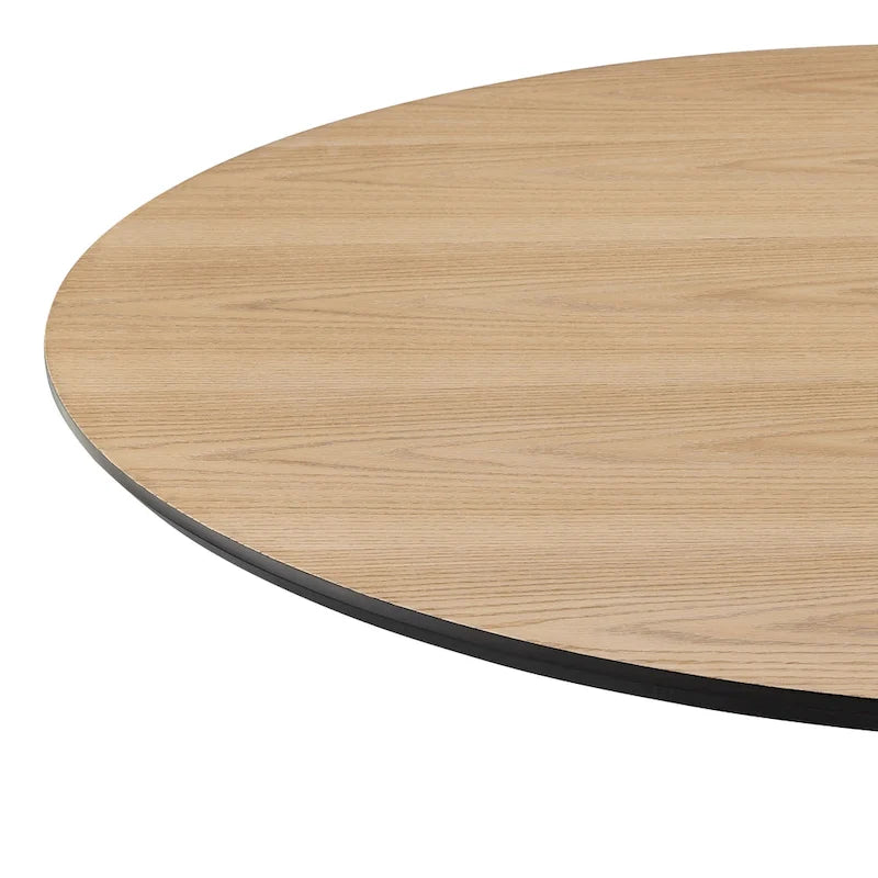 Table à manger ronde style milieu de siècle – Plateau en marbre céramique ou en placage de chêne avec pied central