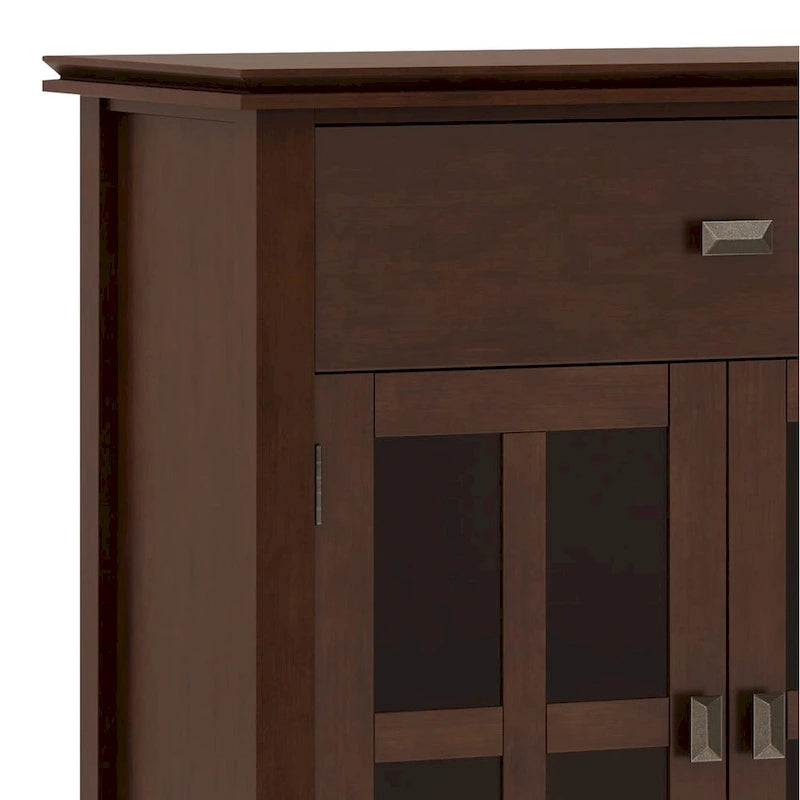 Buffet en pin massif de 60" avec 4 portes vitrées – Rangement de salle à manger transitionnel