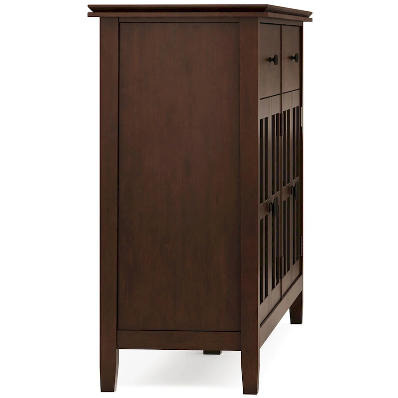 Buffet en pin massif de 60" avec 4 portes vitrées – Rangement de salle à manger transitionnel