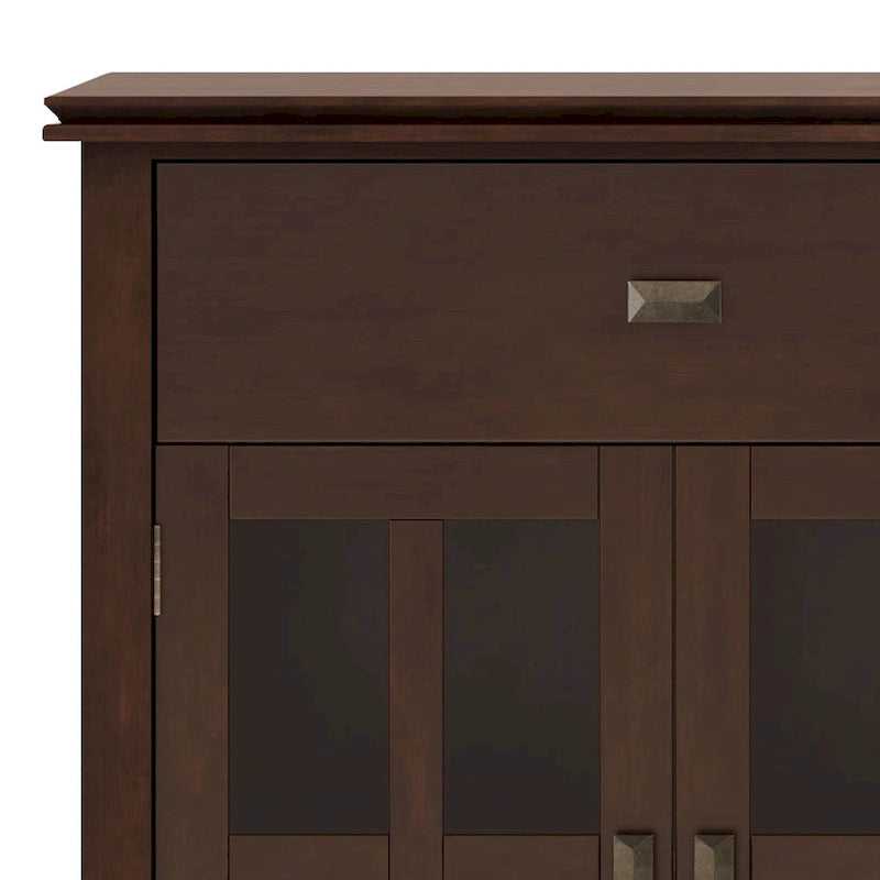 Buffet en pin massif de 60" avec 4 portes vitrées – Rangement de salle à manger transitionnel