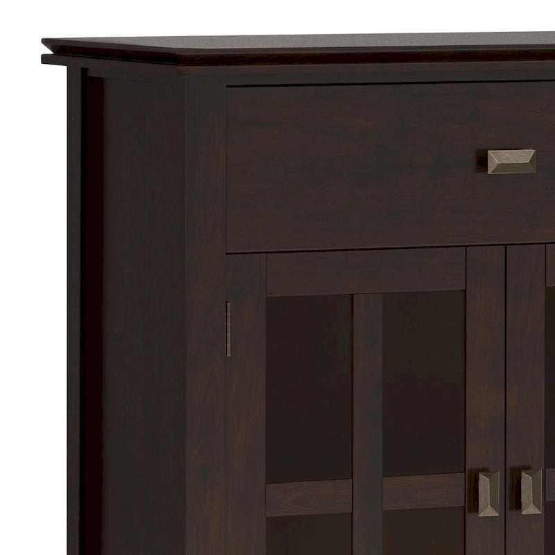 Buffet en pin massif de 60" avec 4 portes vitrées – Rangement de salle à manger transitionnel