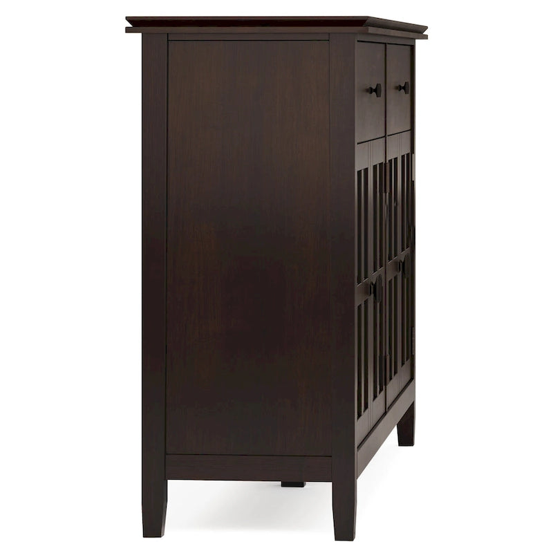 Buffet en pin massif de 60" avec 4 portes vitrées – Rangement de salle à manger transitionnel