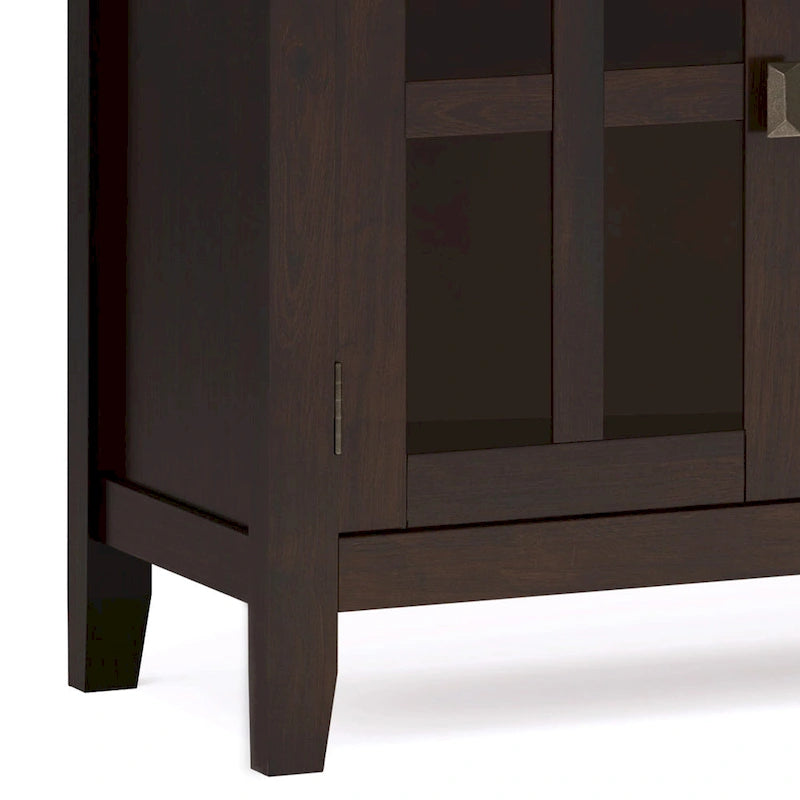 Buffet en pin massif de 60" avec 4 portes vitrées – Rangement de salle à manger transitionnel