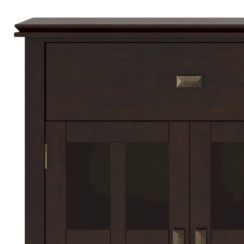 Buffet en pin massif de 60" avec 4 portes vitrées – Rangement de salle à manger transitionnel