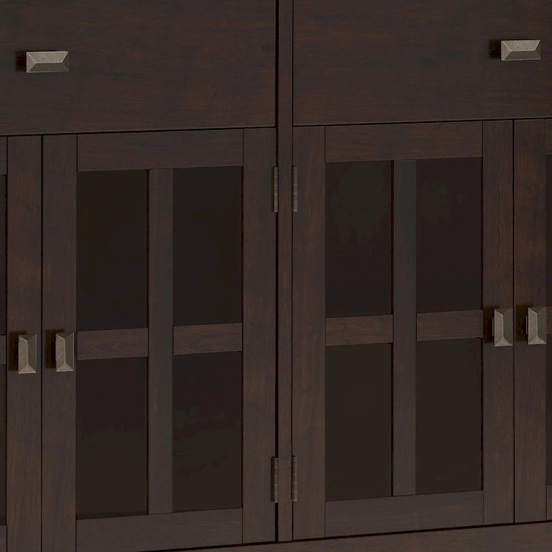 Buffet en pin massif de 60" avec 4 portes vitrées – Rangement de salle à manger transitionnel