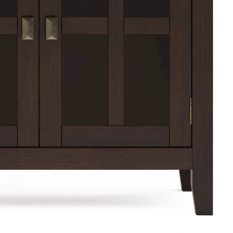 Buffet en pin massif de 60" avec 4 portes vitrées – Rangement de salle à manger transitionnel