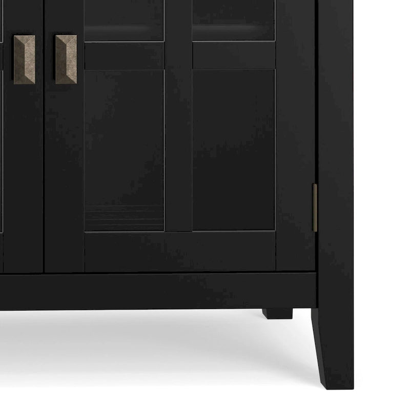 Buffet en pin massif de 60" avec 4 portes vitrées – Rangement de salle à manger transitionnel