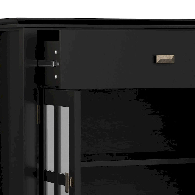 Buffet en pin massif de 60" avec 4 portes vitrées – Rangement de salle à manger transitionnel