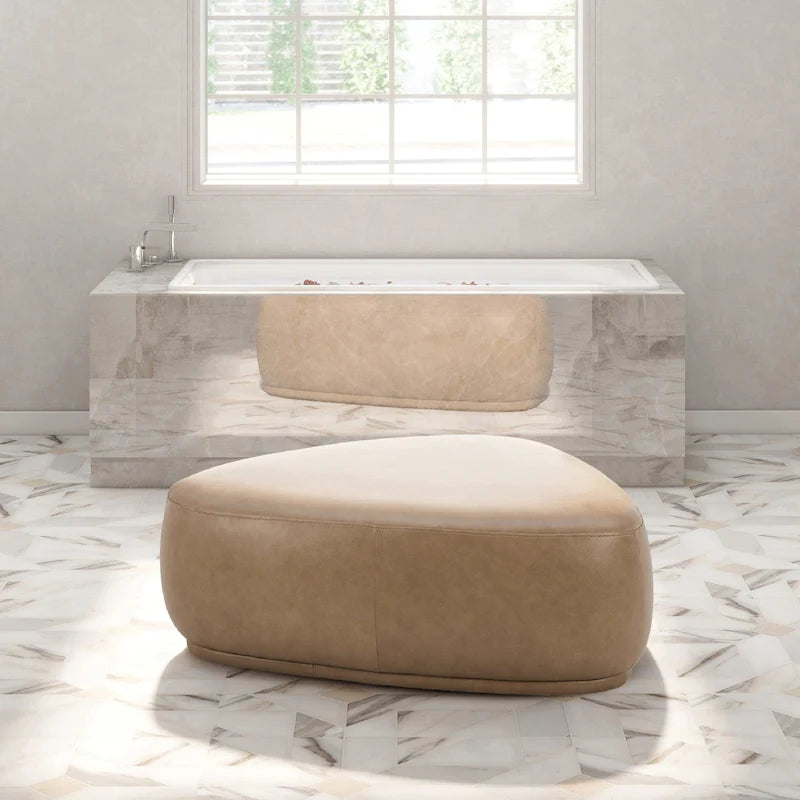 Pouf cocktail triangulaire arrondi de 112 cm – Repose-pieds d'appoint et banc entièrement rembourrés