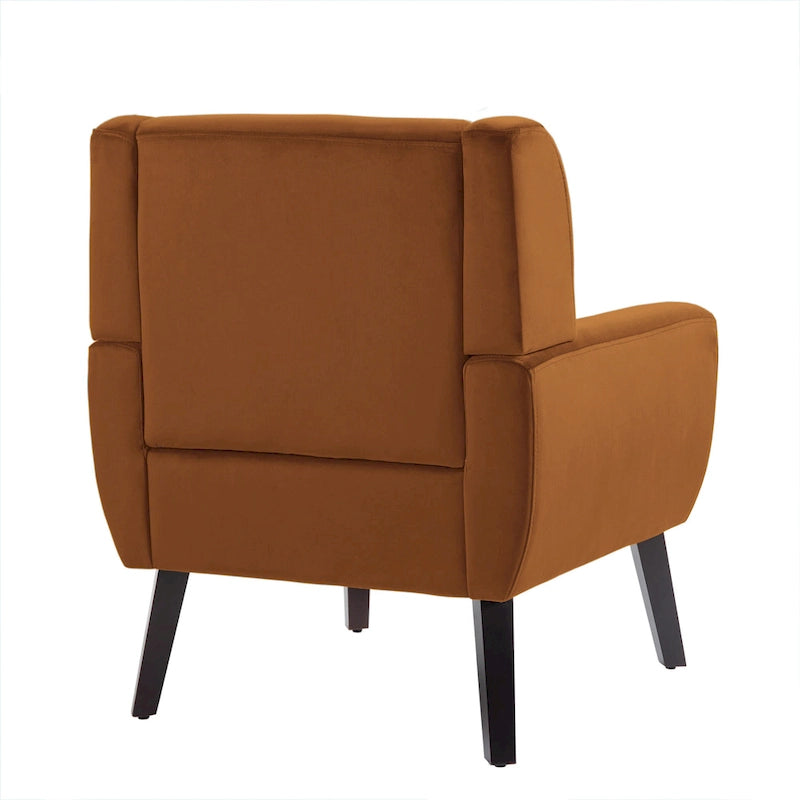 Fauteuil d'appoint capitonné en velours avec pieds en bois massif
