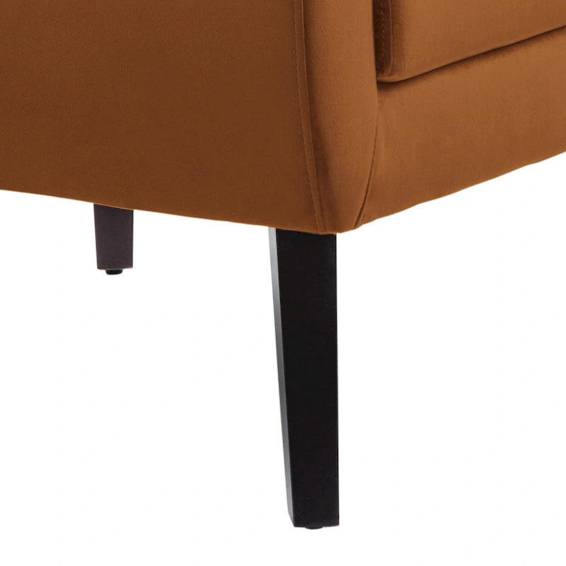 Fauteuil d'appoint capitonné en velours avec pieds en bois massif